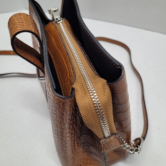 Anna Morellini Leather Handbag Olivia Model 189446 Honey Color Crossbody Purse - Picture 4 of 10